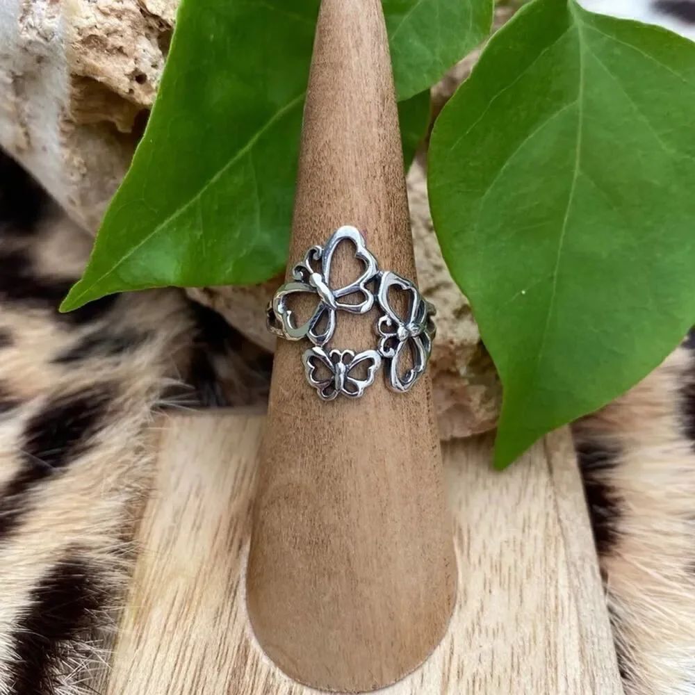 Sterling Silver Multi Butterfly Ring - Picture 1 of 5